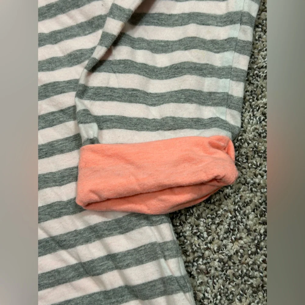 Vintage Gap Striped White, Gray and Choral/Pink Hooded Top - Size L - Picture 5 of 7